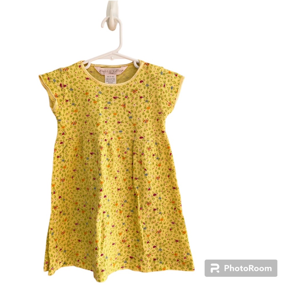 🟡EAGLE’S EYE: Baby girl size 12-18 months, yellow w/floral print dress🟡
